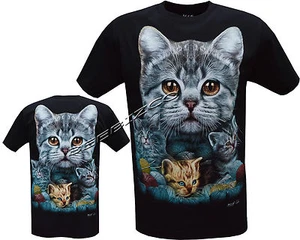 Neu Damen Frauen Kätzchen Katzen süß Tier T-Shirt, Vorder- & Rückseite Druck S - 3XL - Bild 1 von 3