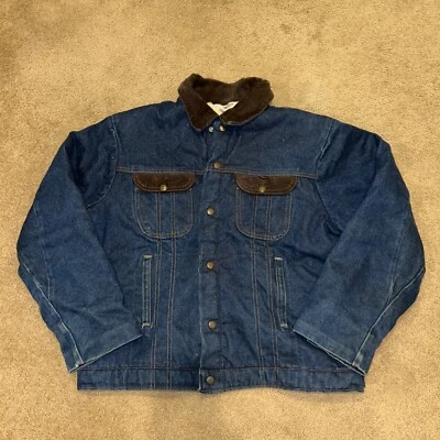Chaqueta Denim Forrada de Vellón Imperial Key De Colección Hecha en EE. UU. Pana Cierre a Presión L EE. UU. Foto 1 de 4