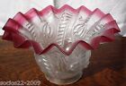 ANTIQUE  GLASS LAMP SHADE WITH RUBI COLOR CRIMPED 1910s