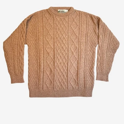 Aran Crafts Ireland Mens Large Brown Cable Knit Sweater Wool Cashmere Fisherman - Image 1 of 4