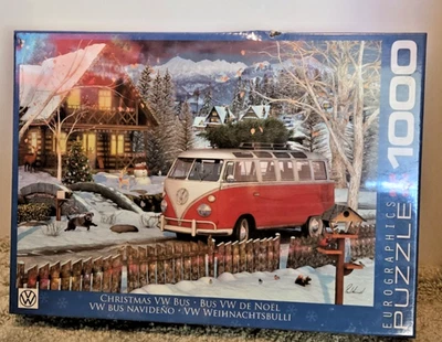 BRAND NEW-EUROGRAPHICS CHRISTMAS VW VOLKSWAGON BUS PUZZLE 1000 PCS - Image 1 of 3