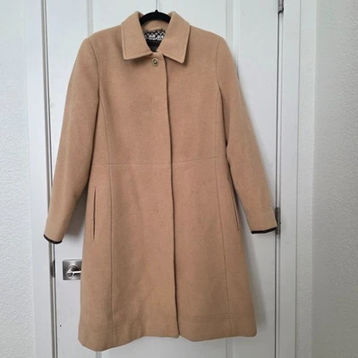 Gabardina Coach Leatherware para mujer talla L beige 100 % pelo camel botón a presión de colección Foto 1 de 4