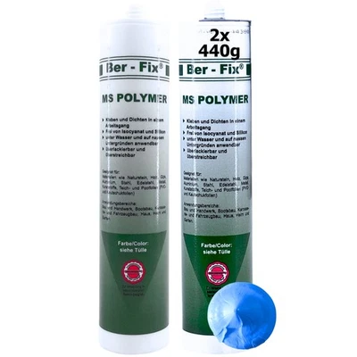 BER-FIX® 2x Ber-Fix MS Polymer Kleber Blau Unterwasserkleber für Pool Dichtungsmasse wass