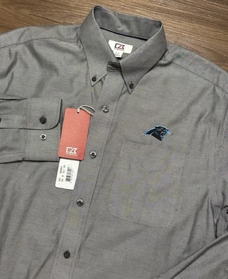 Cutter & Buck Carolina Panthers Embroidered Men's Gray Button Up Shirt Sz M NEW - Image 1 of 4
