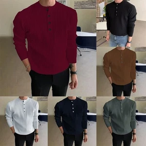 Men's Winter Pullover with Half Turtleneck and Button Neck Great for Layering - Bild 1 von 34
