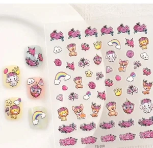 Nail Art Sticker 5D geprägt niedlich Cartoon Tiere & Blumen TS-200 - Bild 1 von 1
