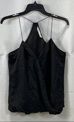 Trina Turk Women Black Silk Halter Blouse Tank Top M with Button - Image 1 of 4