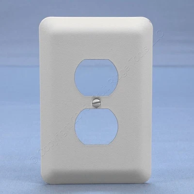 Receptáculo dúplex con cubierta de metal blanco Leviton JUMBO placa de pared de gran tamaño 89303-WH Foto 1 de 4