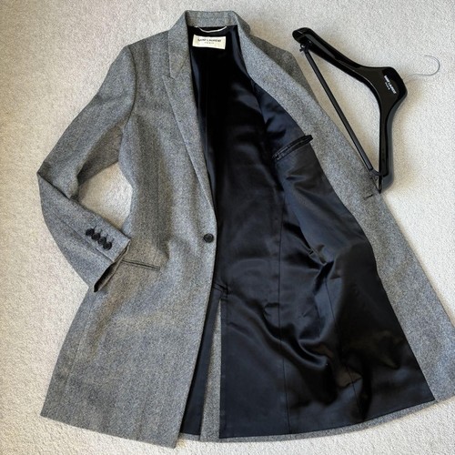 SAINT LAURENT (YSL) Cappotto Chester Saint Laurent Paris 2017 spina di pesce Vaccarello