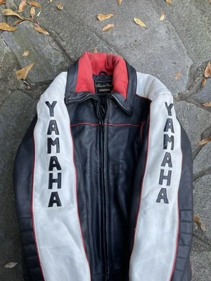 Vintage 80s Yamaha Leather Moto Racing Jacket Size M Rare Motorcycle Jacket - Image 1 of 4