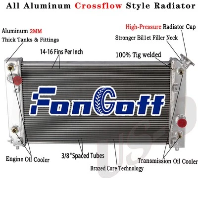 3-Row Aluminum Radiator For 94-1995 Chevy Blazer S10 GMC Sonoma Jimmy 4.3L V6 AT - Image 1 of 4