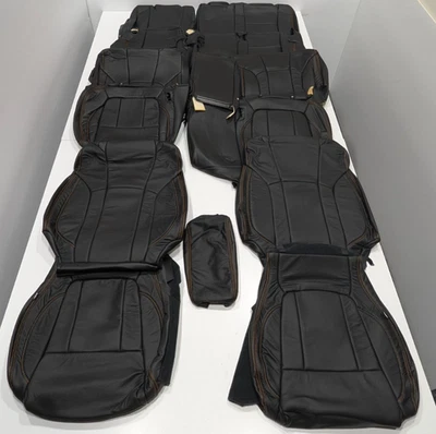Fundas de asiento de cuero negro W86 para Subaru Ascent Premium 8 pasajeros 2019-2025 Foto 1 de 4