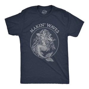 Camiseta Para Hombres Makin Waves Divertida Océano Vacaciones Sirena Gráfico Novedad Camiseta - Imagen 1 de 7