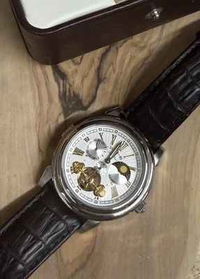 Lucien Piccard 28117RO White Dial 43mm Sz 5-7" Automatic Moon Phase #WB3484-1 - Image 1 of 4