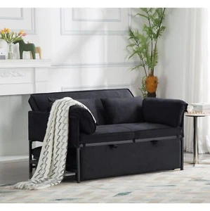 Sleeper Sofa Convertible Velvet Sofa Bed 3 in 1 Pull Out Couch Bed with pillows - Picture 1 of 15