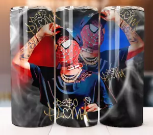 Peso Pluma Spiderman Double P Tumbler 20oz Skinny Cup Mug Lid w/ Straw - Picture 1 of 1