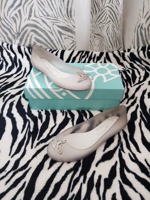 Vivienne Westwood Melissa Shoes Grey Silver Ballet Flats Jelly Orb Size 2.5 Box - Image 1 of 4