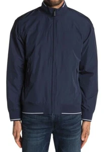 Perry Ellis Water Resistant Stripe Banded Zip Rain Jacket Mens size XL NWT Navy - Bild 1 von 8