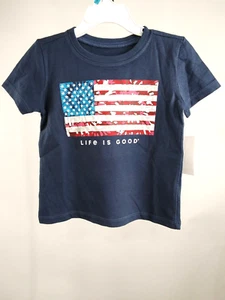Life is Good Toddler Short Sleeve Crusher Tee Tie Dye Flag Blue Size 3T 77435 - Picture 1 of 8