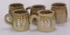 5 Mercy Farms Studio Pottery 8oz Ribbed Cups Cream Speckled Brown Rare Signed 78