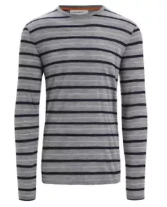 Men’s Icebreaker Wave Stripe Merino long sleeve T-shirt Small - Picture 1 of 10