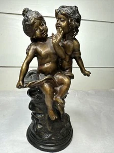 Bronze Auguste Moreau "The Confidence" sculpture 10.5" - Picture 1 of 24