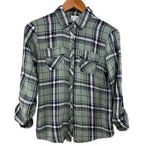Blue Rain SMALL S Button Up Green Flannel SUPER SOFT! St. Patricks Day Plaid - Picture 1 of 12