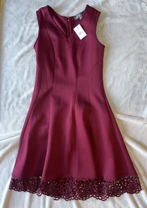 DONNA RICCO New York Size 6 Elderberry Scuba V-Neck Sleeveless A-line Dress - Picture 1 of 6