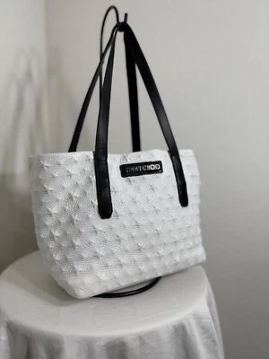 JIMMY CHOO SASHA STAR STUDDED TOTE BAG! WHITE W/ STARS! - Image 1 of 4