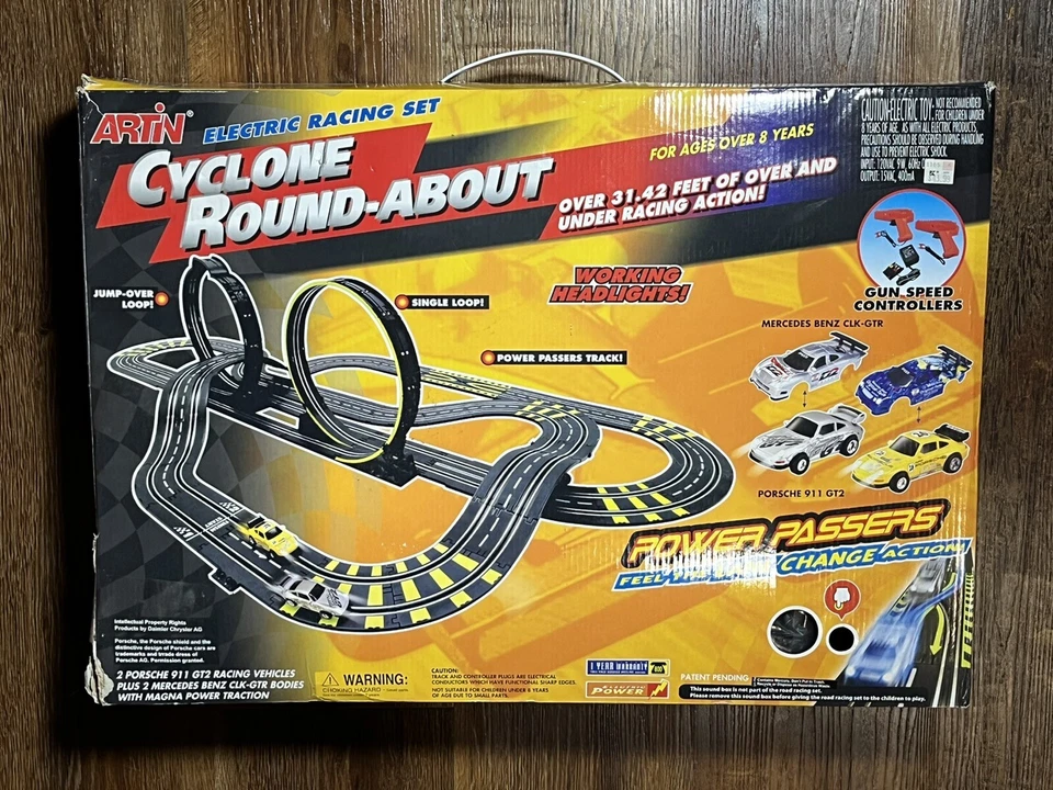 ARTIN CYCLINE ROUND-ABOUT ELECTRIC RACING SET MERCEDES PORCHE 911 WORKING LIGHTS - Image 1 of 1