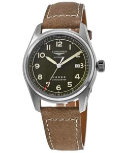 Nuevo reloj para hombre Longines Spirit automático esfera verde correa de cuero L3.811.4.03.2 - Imagen 1 de 4