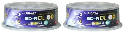 50 RIDATA 6X Blank Blu-Ray BD-R DL Dual Layer 50GB White Inkjet Printable Disc - Image 1 of 4