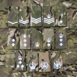 British Army Embroidery Multicam MTP White Rank Slides - Picture 1 of 16