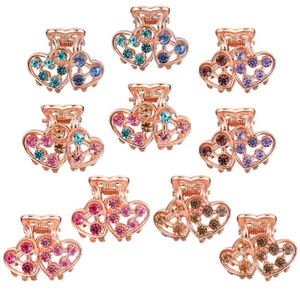 10PCS Rhinestone Hair Claw Jaw Clips Heart Crystal Metal No-slip Hair Grip Clamp - Picture 1 of 7