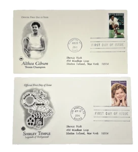 Champion Althea Gibson & Legend Shirley Temple / First Day Cover Set of 2 - Picture 1 of 3