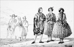 CHILE - FOLKLORIC COSTUMES OF THE CONCEPTION in 19th c. - Engraving from 19th c. - Picture 1 of 2