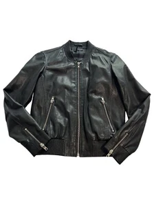 The Kooples Leather Bomber Jacket in Black - Picture 1 of 3