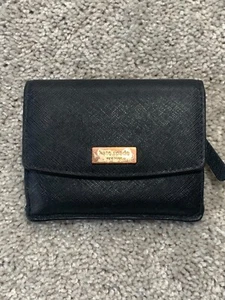 Kate Spade Womens Snap Closure Wallet Black 4.5x3.5 Zipper ID Keychain Luxe - Picture 1 of 14