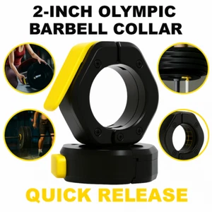2" Barbell Clamps Olympic Bar Collars Quick Release Weight Lifting Clips Gym - Picture 1 of 10