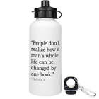 600ml Books Quote By Malcolm X Reusable Water / Drinks Bottle (WT00002413)