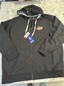 NWT Men’s Antigua Los Angeles Lakers Full Zip Hoodie XXL Black 2XL Sweatshirt - Picture 1 of 9
