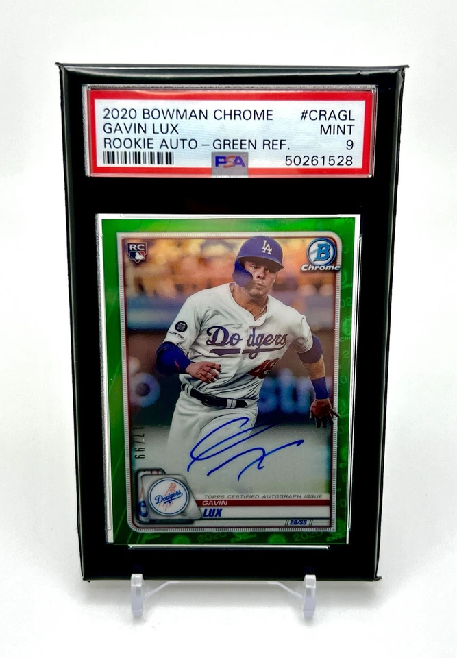 Gavin Lux 2020 Bowman Chrome Green Refractor /99 Auto Rookie #CRAGL RC PSA 9 - Image 1 of 2