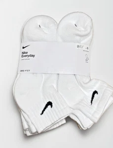 AUTHENTIC Nike Kid's Everyday Ankle Quarter Socks 6-PAIRS WHITE MEDIUM 5Y-7Y - Picture 1 of 7