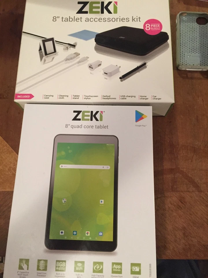 ZEKI- 8" QUAD CORE TABLET- WIFI- TOUCH SCREEN- WITH ACCESSORIES KIT- NEW- TBQG83 - Image 1 of 4