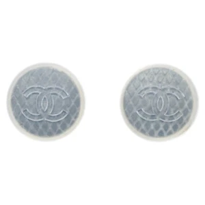 Chanel Button Piercing Earrings Gray 99S 153101 - Picture 1 of 4