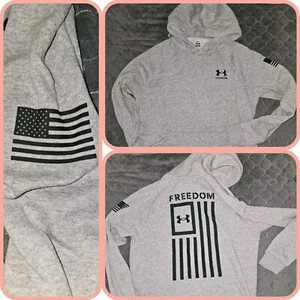 Women's Under Armour Gray Pullover Hoodie Freedom Size Small - Picture 1 of 7