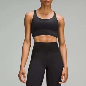 Lululemon Energy Bra Long Line Black Size 6 Sports Bra Worn Once - Picture 1 of 8