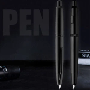 MAJOHN A1 Press Black Metal Fountain Pen Iridium Extra Fine Nib 0.38mm Writing3w - Picture 1 of 26