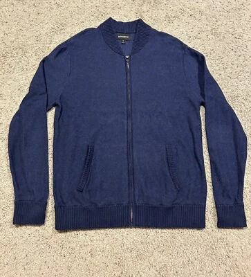 Suéter masculino Bonobos tamanho L algodão cashmere 1/4 zíper ajuste fino AZUL Z24 - Imagem 1 de 4