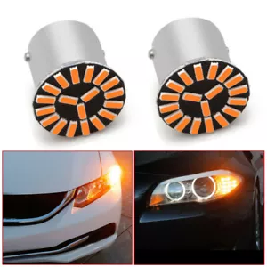 2x Universal Amber Car Headlight Turn Signal LED Light Bulbs Blinker Indicator - Picture 1 of 10